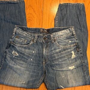 Silver Jeans Men's Relaxed Fit Distressed Denim